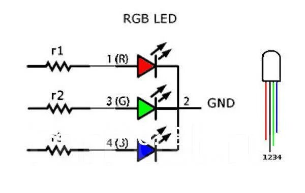 Подключение двух светодиодов RGB светодиод 5mm, новый, в наличии. Цена: 10 ₽ во Владивостоке