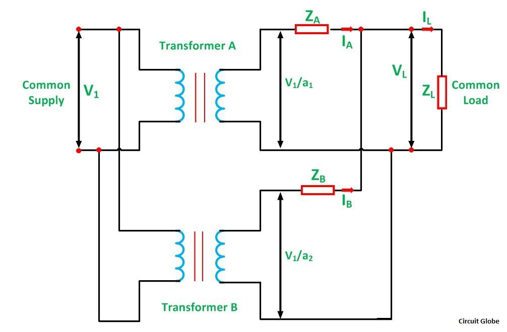 Подключение двух трансформаторов Parallel Operation of a Single Phase Transformer - Circuit Globe