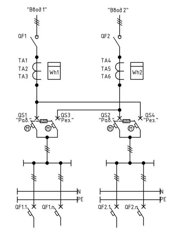Подключение двух вводов по схеме крест Однолинейная схема электроснабжения: примеры и образцы составления для ВРУ, КТП