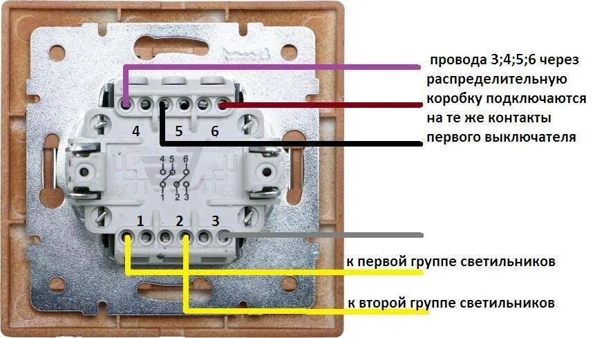 Подключение двухклавишного переключателя света Замена двухклавишного выключателя фото - DelaDom.ru