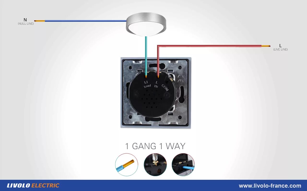 Подключение двухклавишного сенсорного выключателя livolo 3 way switch OFF-52