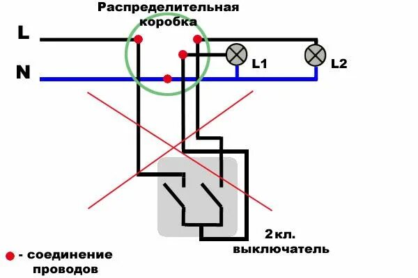 Подключение двухклавишного выключателя без нуля Монтаж двухклавишного выключателя света - 3 ошибки, схема, видео Выключатели све