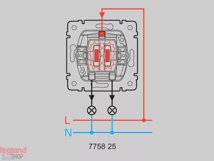 Подключение двухклавишного выключателя с подсветкой 775825 Galea Life. Выключатель с подсветкой 2-клавишный легранд галея лайф купит