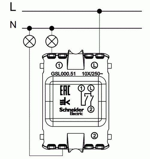 Подключение двухклавишного выключателя schneider на две лампочки Как подключить двойной выключатель шнайдер фото - DelaDom.ru