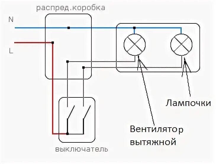 Подключение двухклавишного выключателя свет и вентилятор Ответы Mail.ru: Моргает свет при отключении вытяжного вентилятора