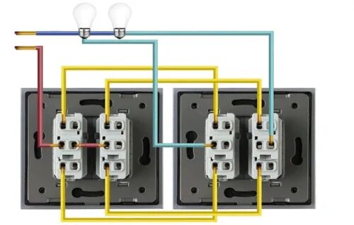 Подключение двухклавишной кнопки Как подключить проходной двухклавишный выключатель