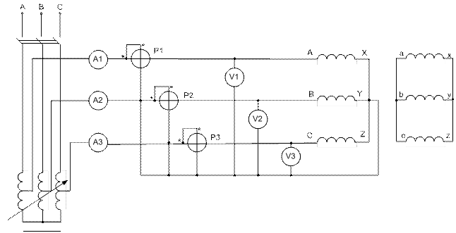 Подключение двухобмоточных двигателей Работа трехфазного двухобмоточного трансформатора при холостом ходе, при нагрузк