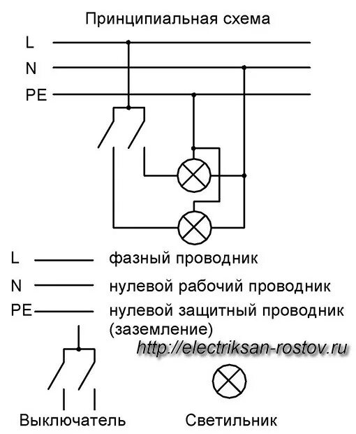 Подключение двухполюсного выключателя Схема подключения двухклавишного выключателя на две лампочки без заземления фото