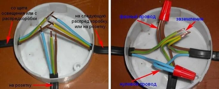 Подключение двумя кабелями Как соединить провода в распределительной коробке: инструкция по безопасному под