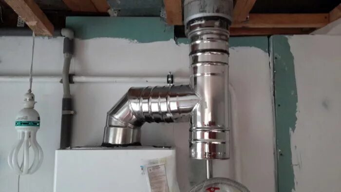 Подключение дымохода к напольному газовому котлу Монтаж систем отопления и газовых котлов Алексея Татаринова.