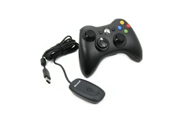 Подключение джойстика xbox 360 к компьютеру Геймпад беспроводной до 3 метров, 15 кнопок, 2 стика, для Xbox 360 (с ресивером)
