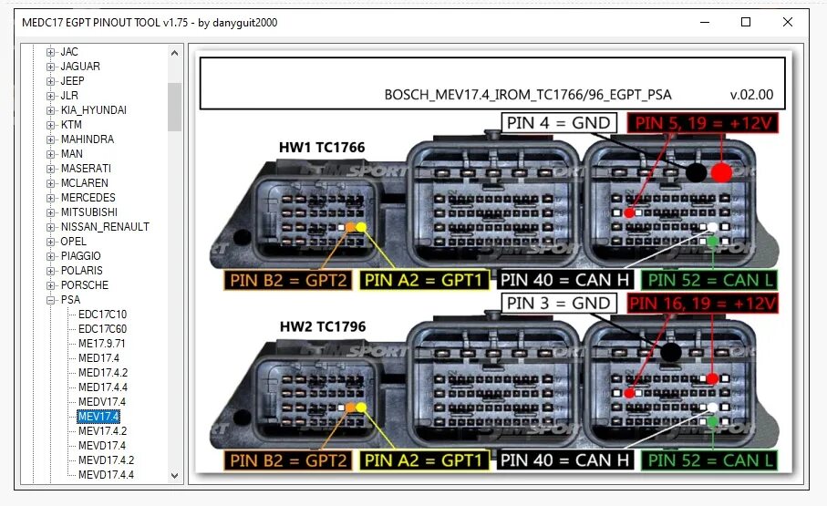 Подключение эбу блоков для pcm флешер MEDC17 EGPT PINOUT TOOL for PCMflash and KTM BENCH