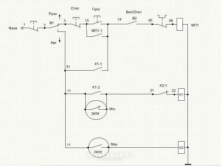 Подключение экм через реле Схема подключения экм к насосу