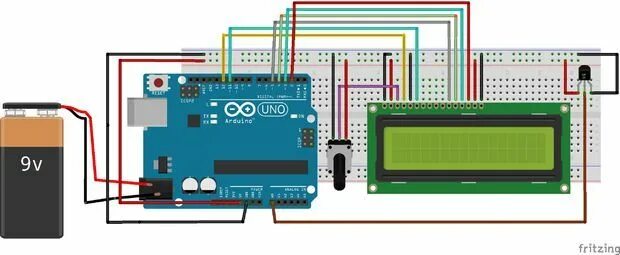 Подключение экрана датчика Making LCD Thermometer With Arduino and LM35/36 Arduino, Arduino projects, Therm