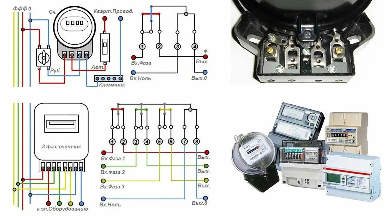 Подключение эл счетчика Схема подключение электросчетчика пошаговая фото инструкция