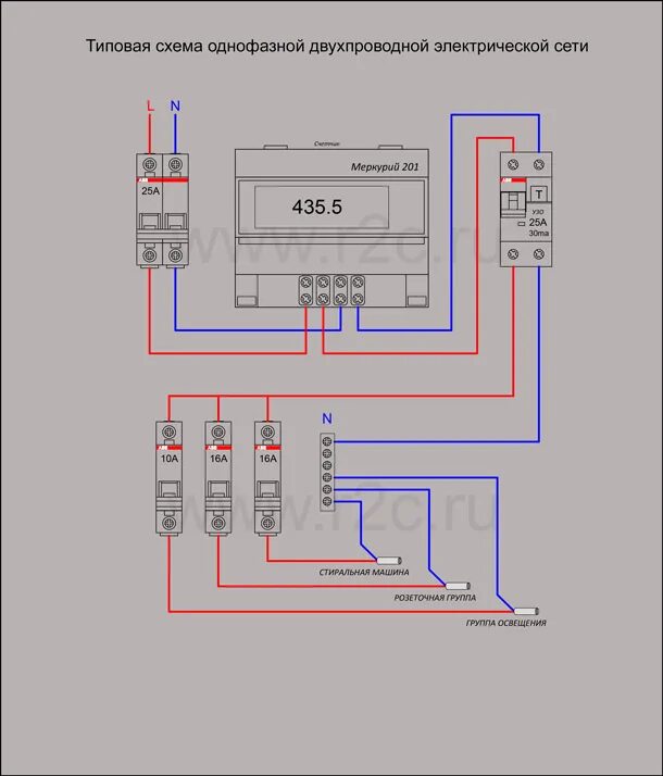 Подключение эл счетчика однофазного меркурий Схемы однофазной и трехфазной электрической сети