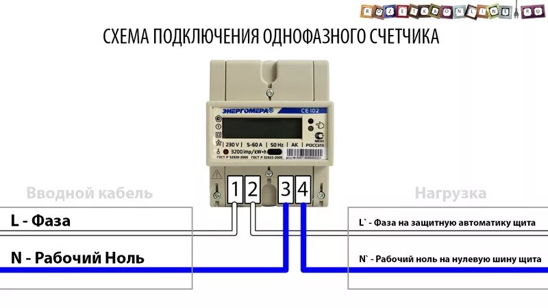 Схема подключения однофазного электросчетчика - YouTube