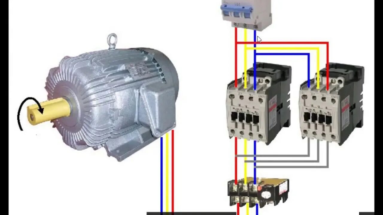 Подключение электрических двигателей le circuit de puissance de deux sens de rotation moteur - YouTube