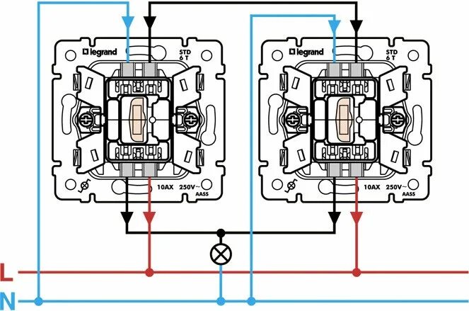 Подключение электрических переключателей Статьи :: Схемы подключения выключателей Legrand