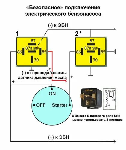 Подключение электрического бензонасоса через реле Как подключить реле бензонасоса