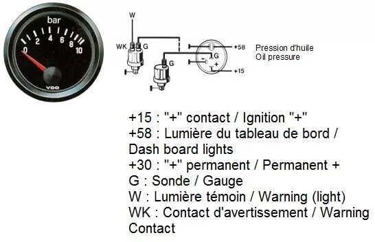 Подключение электрического датчика давления масла TheSamba.com :: Gallery - VDO Oil psi gauge wiring diagrams