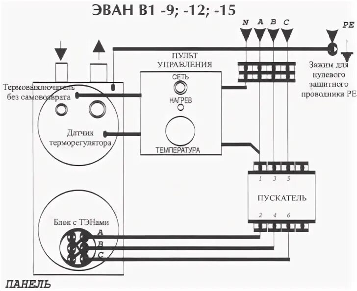 Подключение электрического котла эван Эван котлы электрические схема