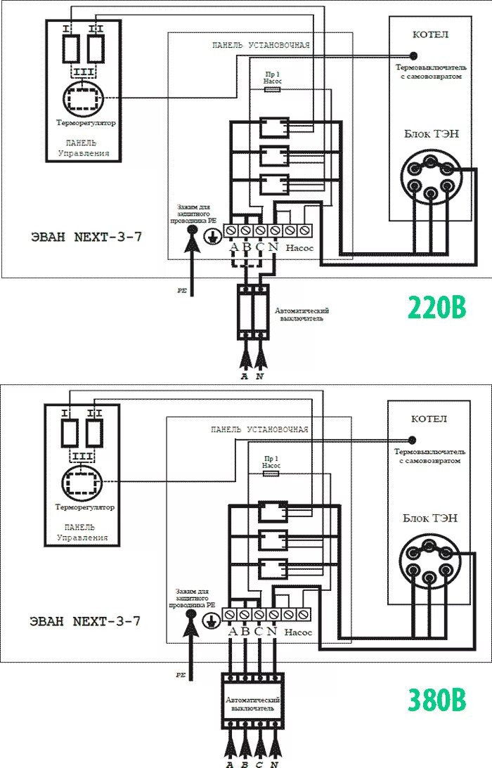 Подключение электрического котла эван Электрический котел Эван NEXT 3 220/380В