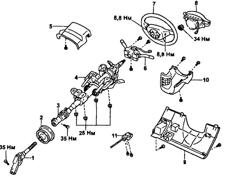 Подключение электрической рулевой колонки тойота Steering column - design description (Toyota Corona T190, 1992-1997) - "Chassis,