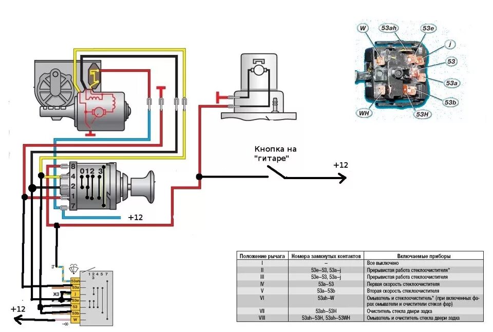 Подключение электрической схемы дворников Подрулевой включатель дворников к "камазовской гитаре" - УАЗ 3962, 2 л, 1987 год