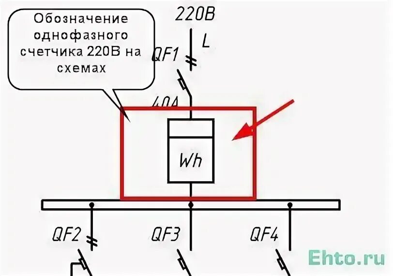 Подключение электричества обозначения Схема подключения однофазного электросчетчика ehto.ru