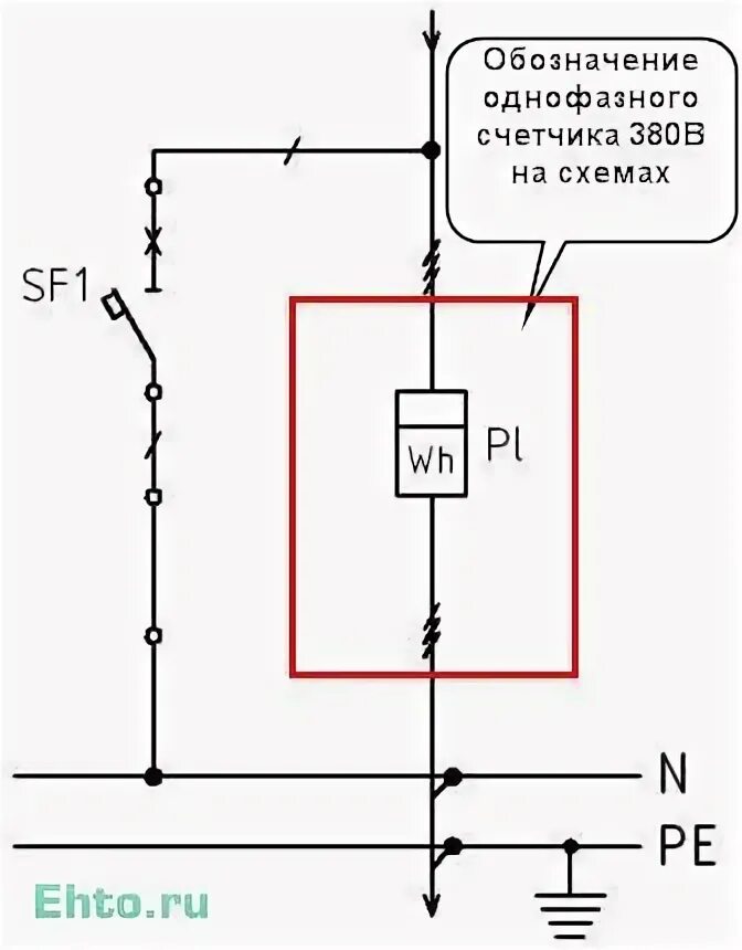 Подключение электричества обозначения Схема включения однофазного счетчика HeatProf.ru