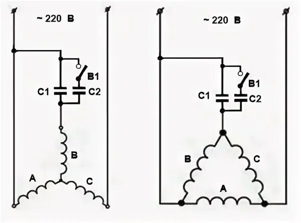 Подключение электродвигателя 380в через конденсатор схема Как подключить к сети 220 мотор с белым, красным, серым и заземление проводами?"