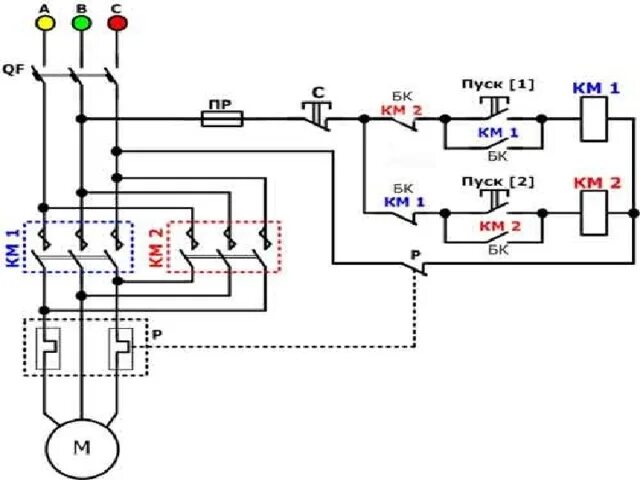 Подключение электродвигателя через пускатель реверсивный Реверсивный запуск асинхронного электродвигателя с механической блокировкой