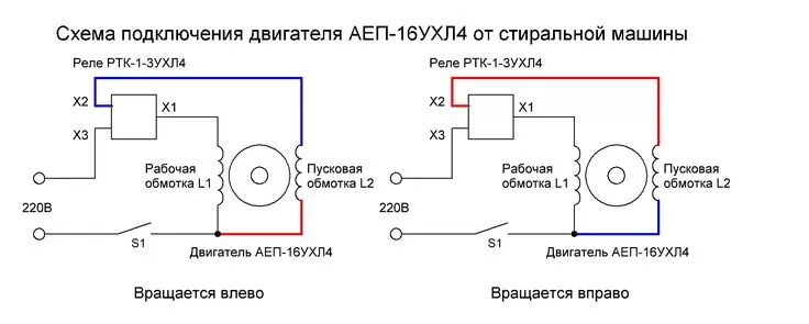 Подключение электродвигателя от стиральной машины Схема подключения двигателя АЕП-16УХЛ4 от стиральной машины