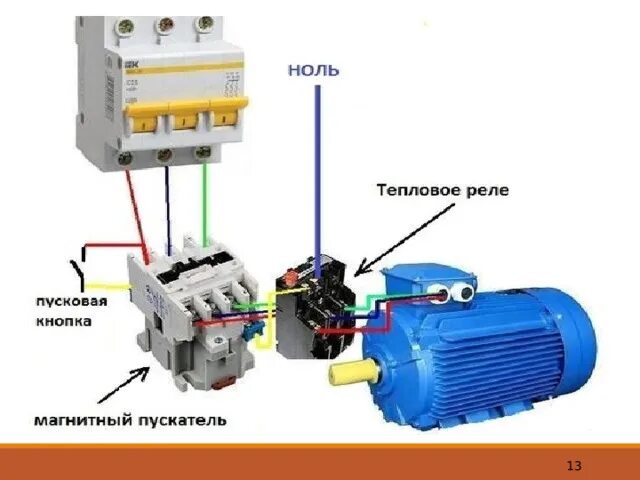 Подключение электродвигателя с пускателем и кнопки Презентация к уроку "Диагностика пускорегулирующей аппаратуры, схемы нереверсивн