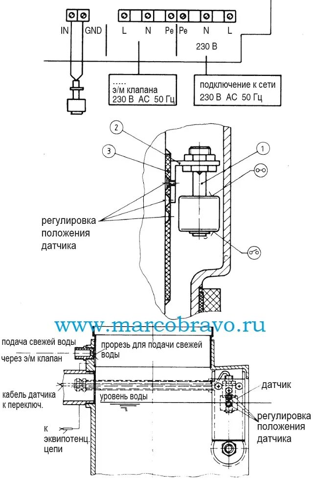 Подключение электромагнитного клапана воды Электронный регулятор уровня воды арт. 1701050 Hugo Lahme AllFit. для скиммерног