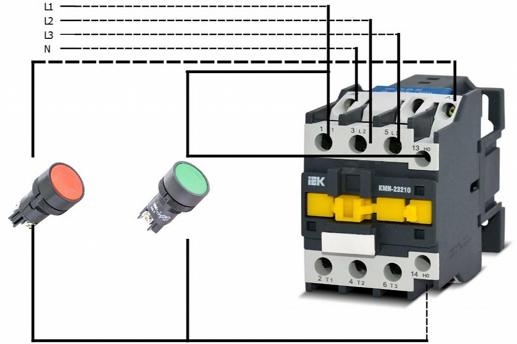 Подключение электромагнитного пускателя 380 через кнопку Теплореле фото - DelaDom.ru