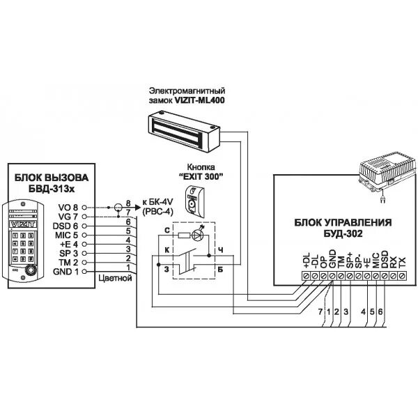 Подключение электромагнитного замка визит БВД-313T Блок вызова домофона