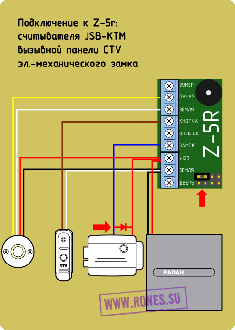 Подключение электромеханического замка к z5r Считыватели Matrix. Подключение к контроллеру Z5-R.