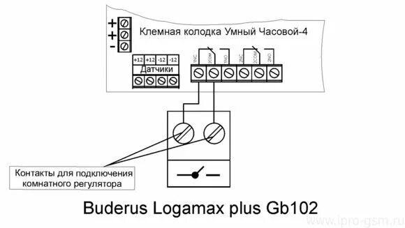 Подключение электронного котла Управление котлом BUDERUS.