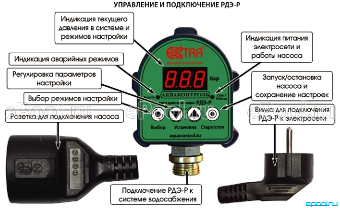 Подключение электронного реле давления Реле Акваконтроль давления EXTRA РДЭ-P G1/2 - Купить по выгодной цене в интернет