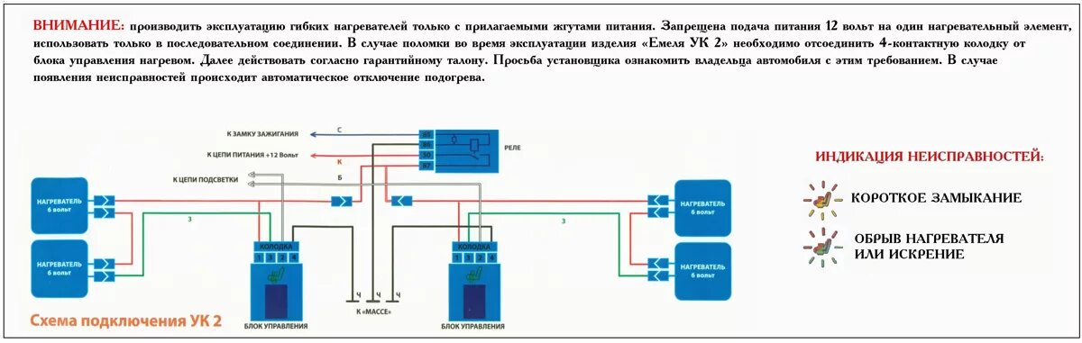 Подключение емеля ук 2 Подогрев сидения Емеля УК-2 в Омске от интернет-магазина Express-Шина
