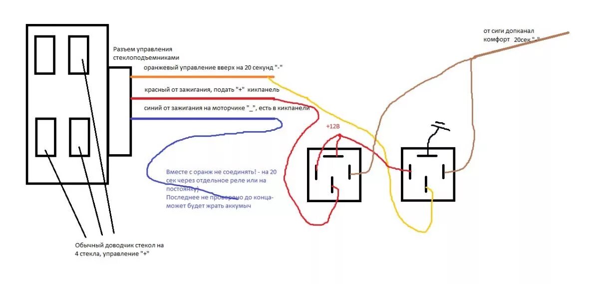 Подключение эсп через реле Подключение доводчиков стекол Hyundai Solaris - Сигнализации - Автомобильный Пор