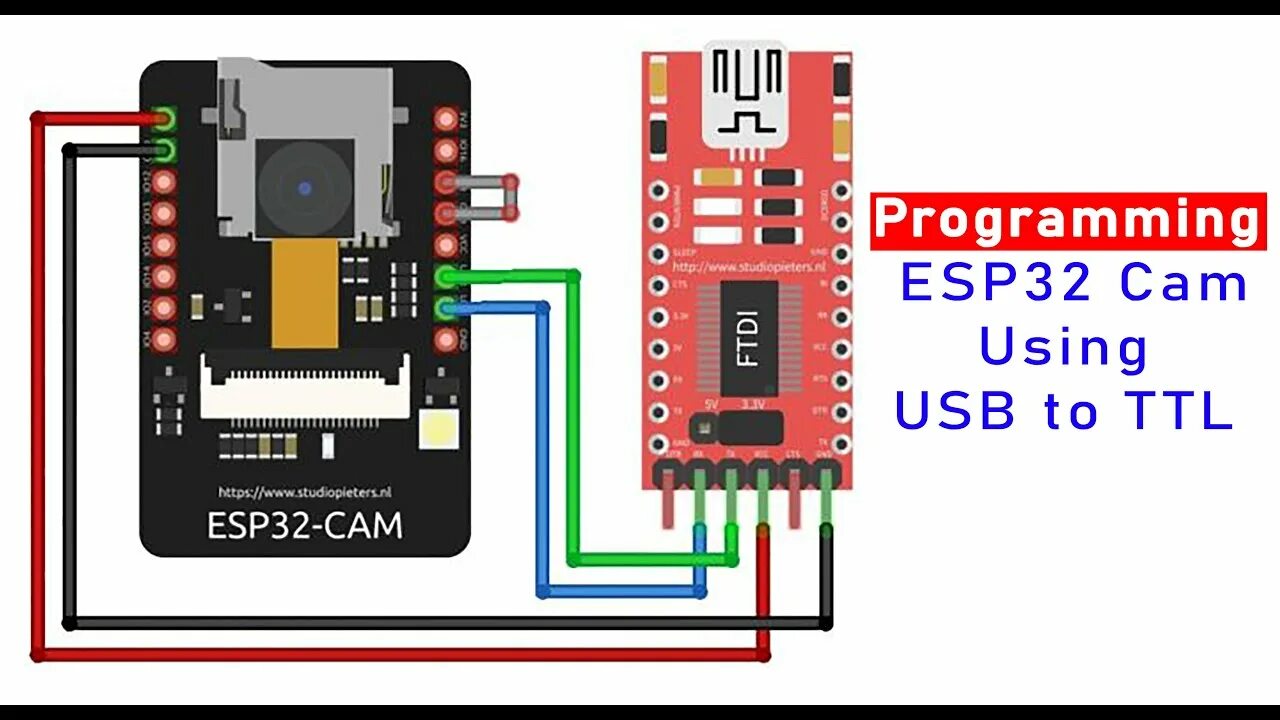 Подключение esp32 cam без коннектора Programming The ESP32 Cam Using USB To TTL Converter Module - YouTube