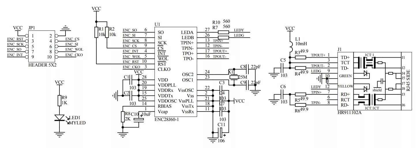 Подключение ethernet к телефону Подключение enc28j60: STM32 и Ethernet. Часть 1. Подключение и настройка ENC28J6