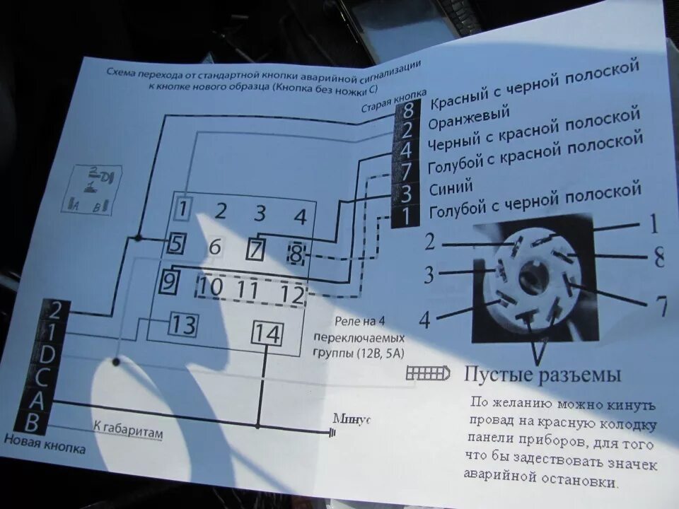 Подключение евро кнопки аварийки Установка ЕВРО АВАРИЙКИ - Lada 2114, 1,5 л, 2005 года стайлинг DRIVE2