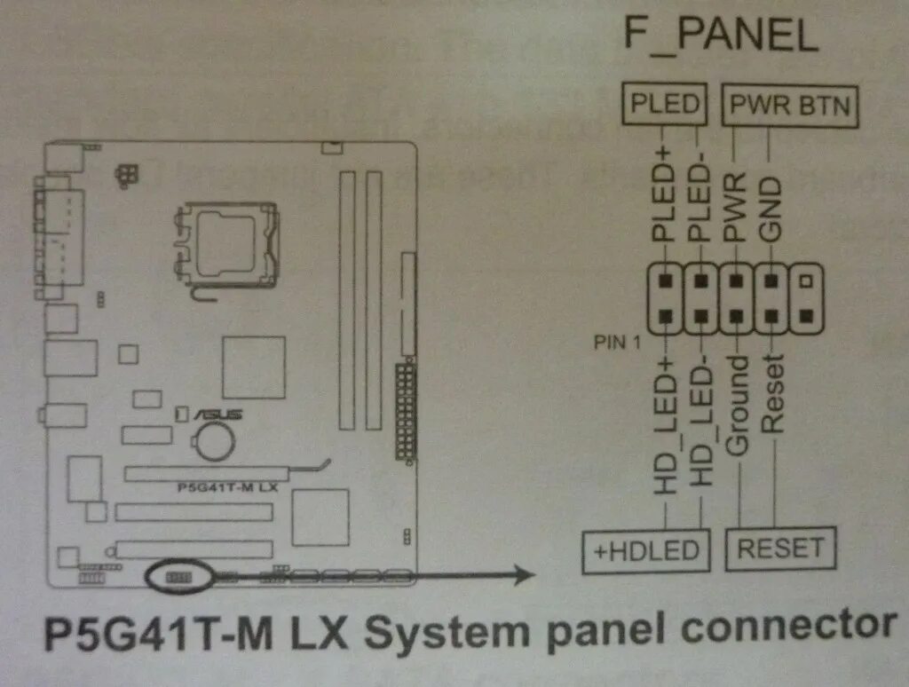 Подключение f панели на материнской F panel 1