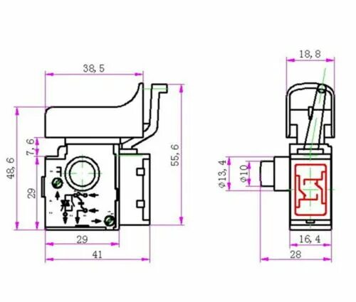 Подключение fa2 4 1bek AC 250V 4A Red Button Bosch Drill Hammer Electric Power Tool Trigger Switch eBay