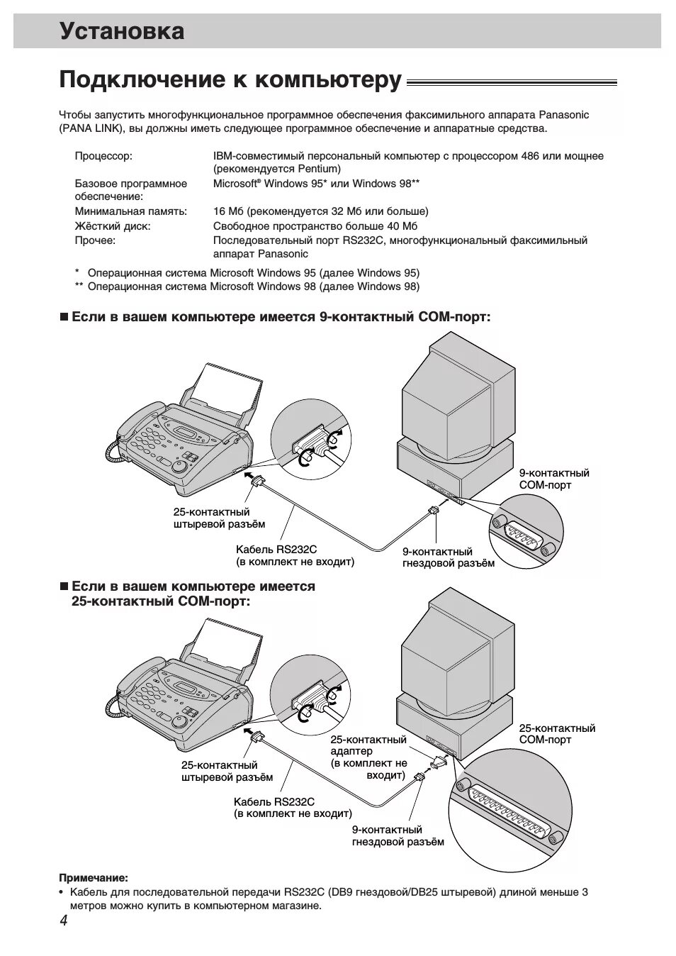 Подключение факса к компьютеру Panasonic Panalink: Instruction manual and user guide in Russian