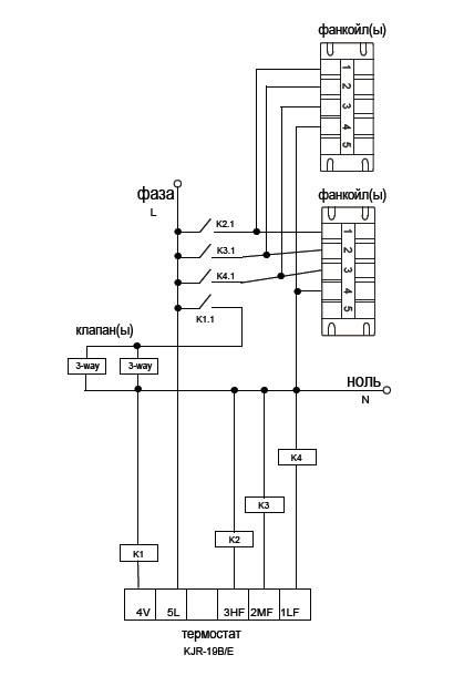 Подключение фанкойлов электрическая схема Групповое подключение фанкойлов к одному термостату - Очевидное и невероятное в 